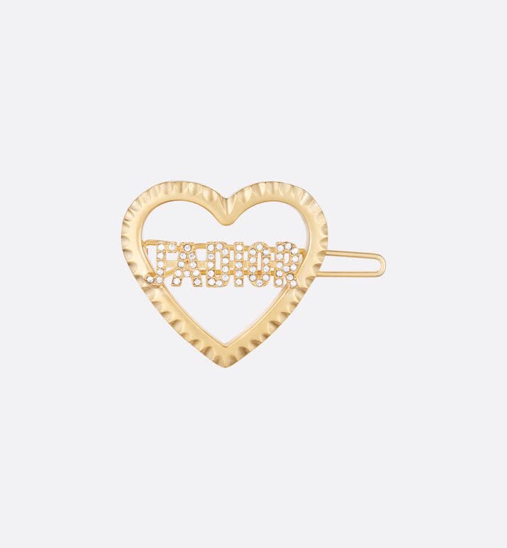 Dior Gold Heart Hair Clip with Crystals